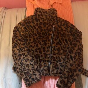 Francesca's Collections Brown Leopard Teddy Jacket